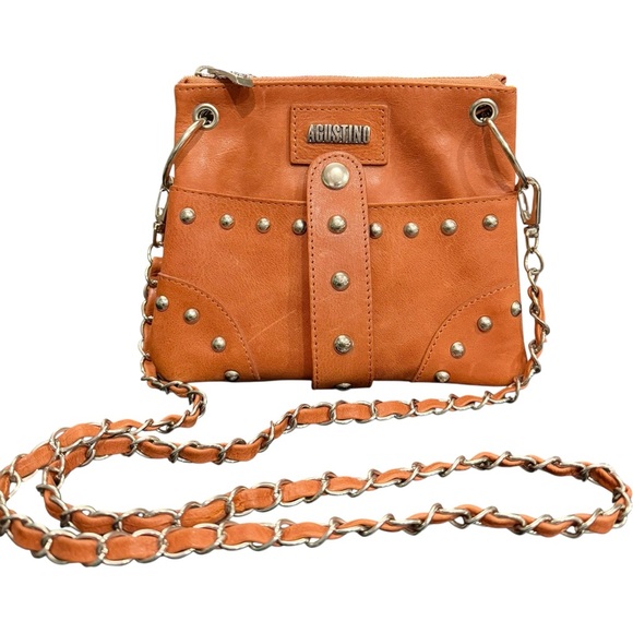 Augustino Handbags - Agostino Leather Crossbody Bag – Studded, Chain Strap, Custom Hardware